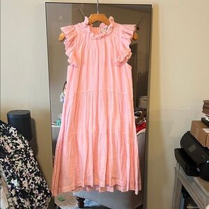 Sea New York Pink Ruffle Tiered Cotton Dress